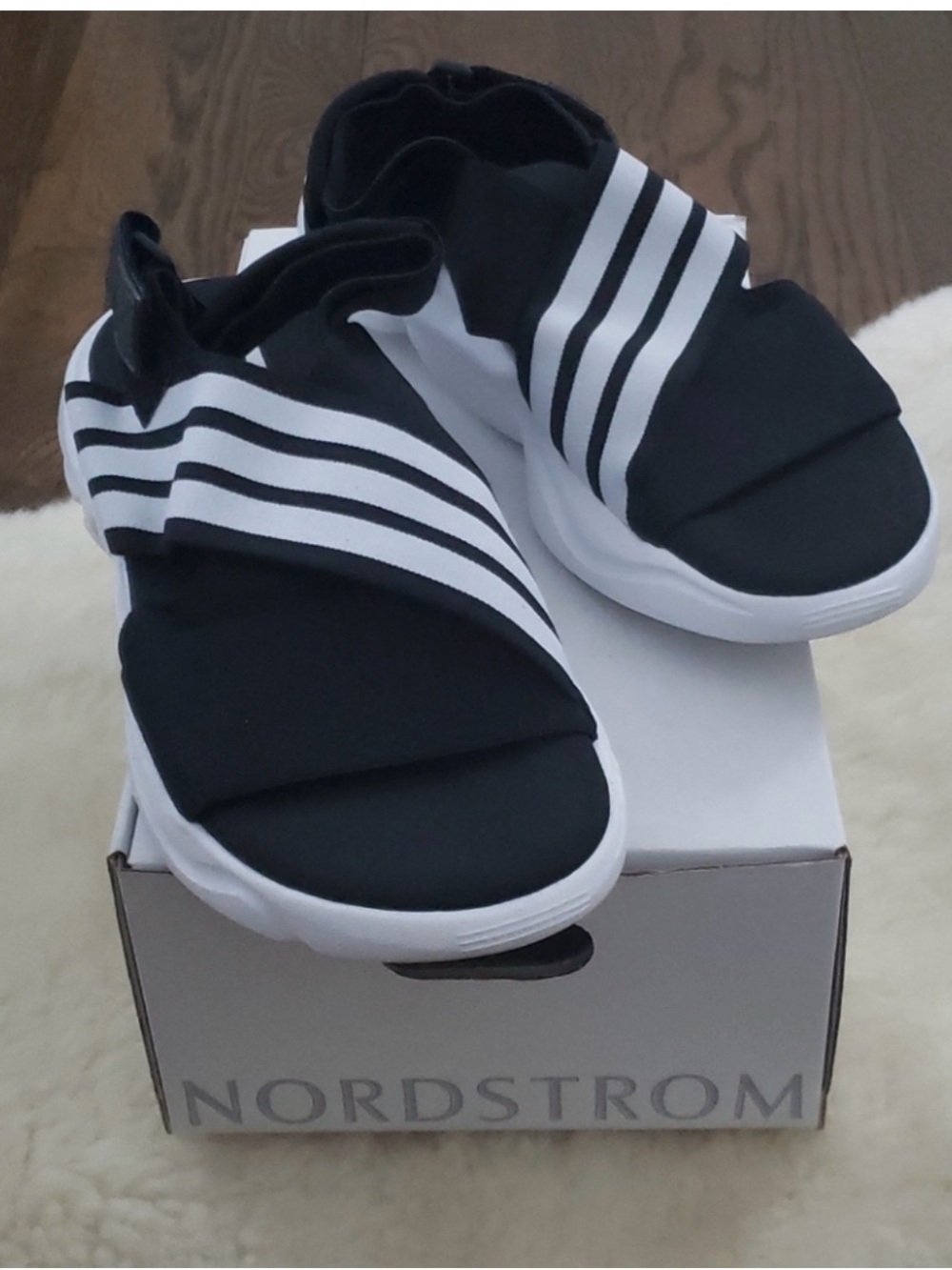 adidas Originals Black and White Slip-On Sport Sandals